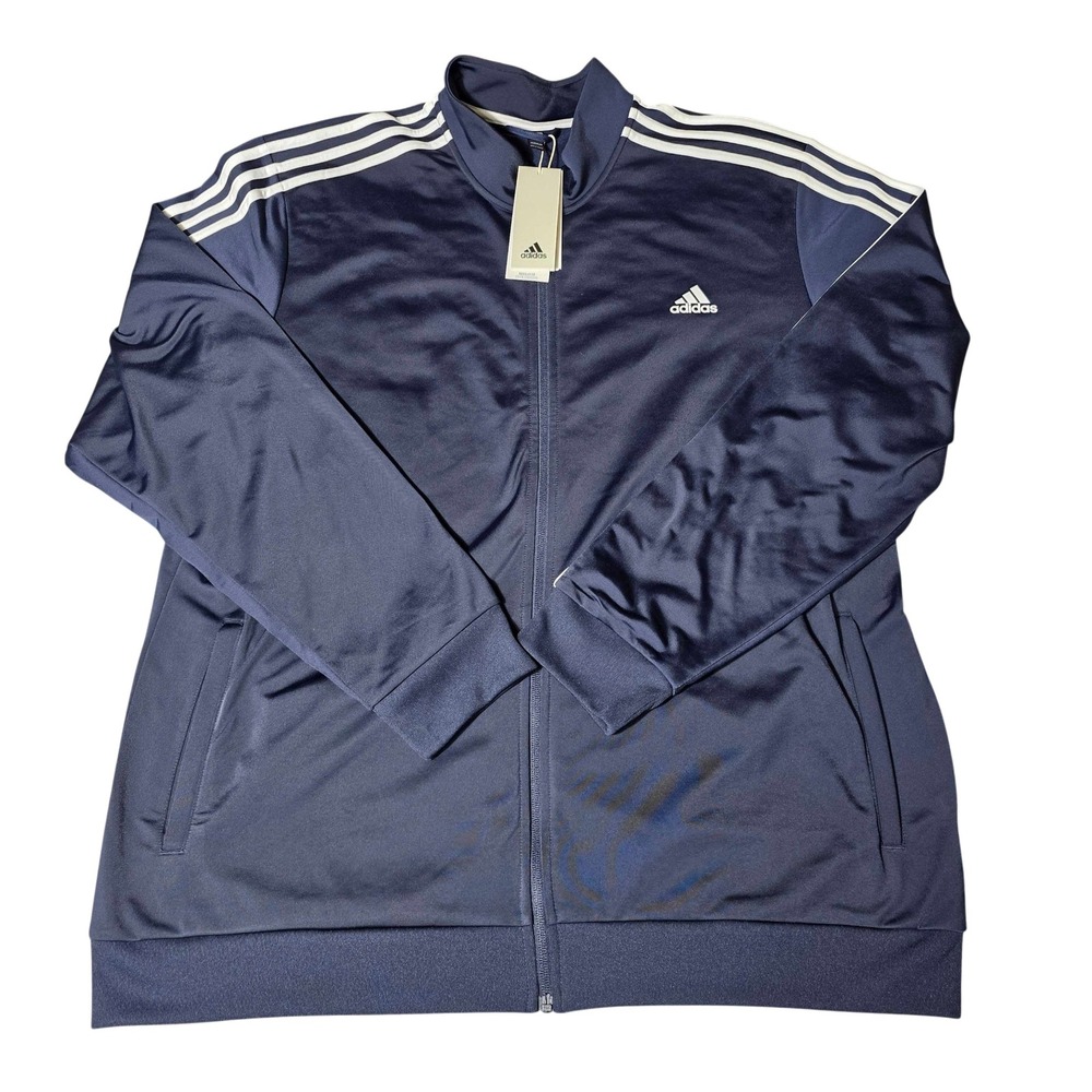 Adidas Essentials 3-Stripes Tricot Track Jacket Mens 2XL Navy White NWT H46100